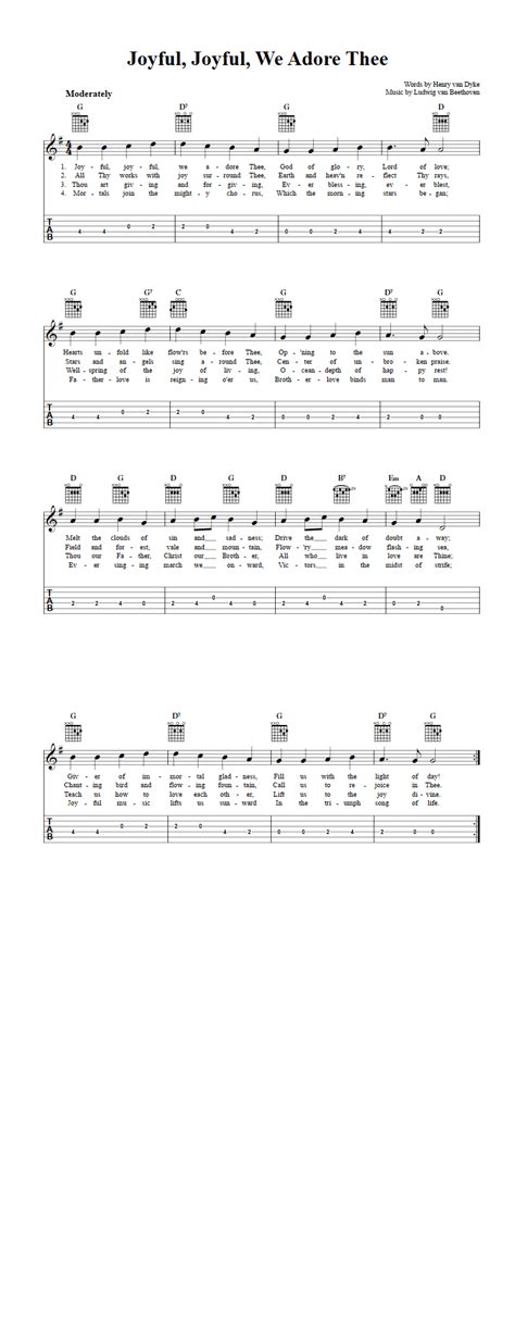 JOYFUL JOYFUL CHORDS by Laura Hackett for guitar, ukulele, .